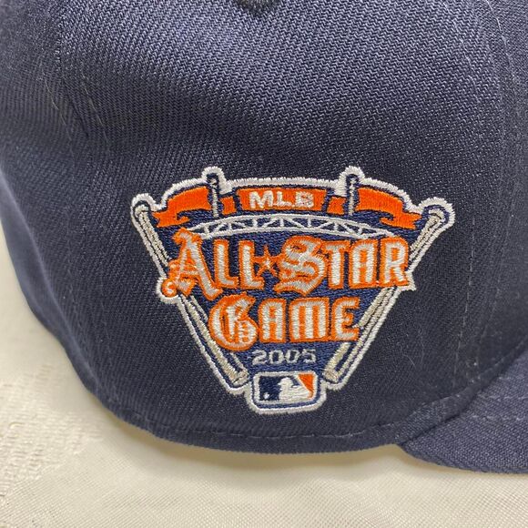 New Era 59Fifty DETROIT TIGERS Cap 2005 All Star Game Patch Hat 6 7/8 Navy Blue - Picture 3 of 8